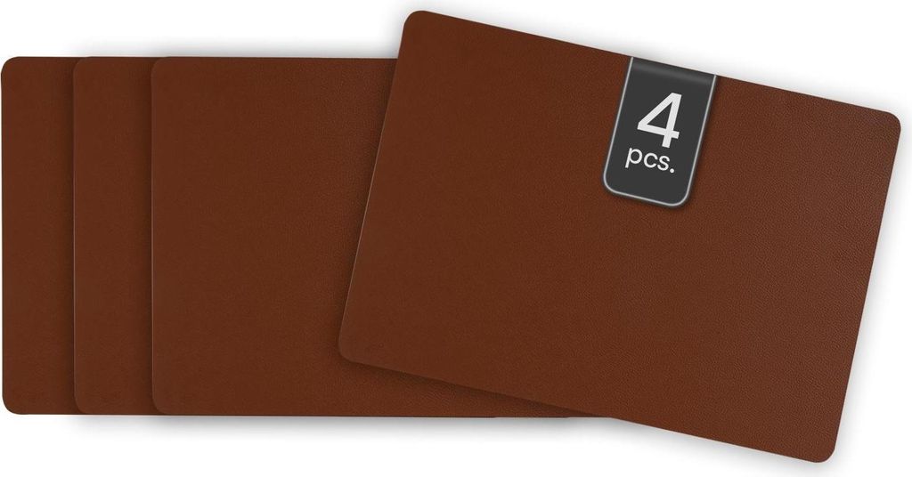 Wende-Tisch-Set - 46 x 33 cm - Braun - Schwarz - Kunstleder - 4er Set