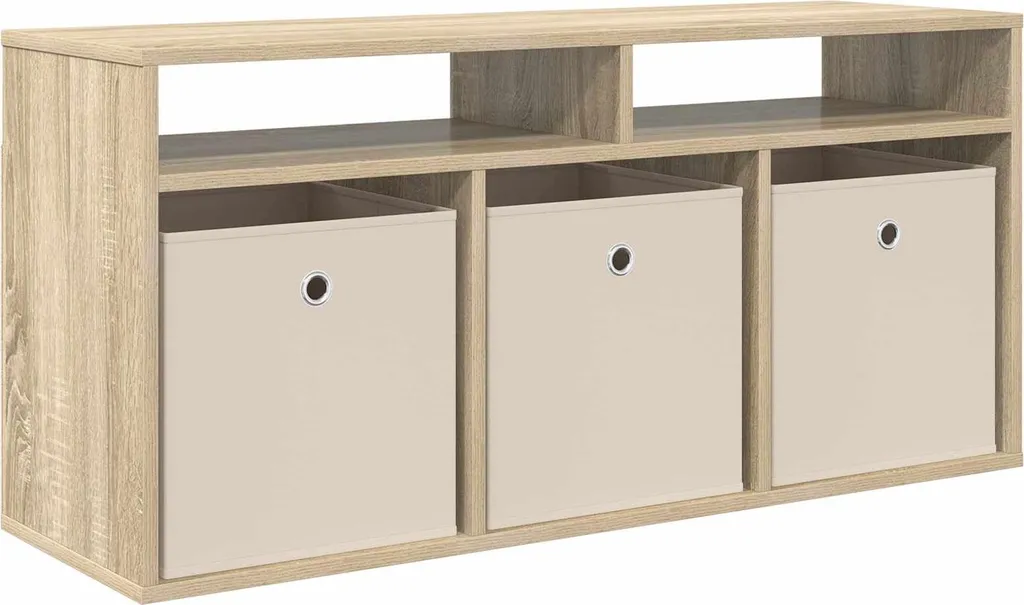 Commode basse chêne Sonoma avec 3 tiroirs de rangement pour le salon