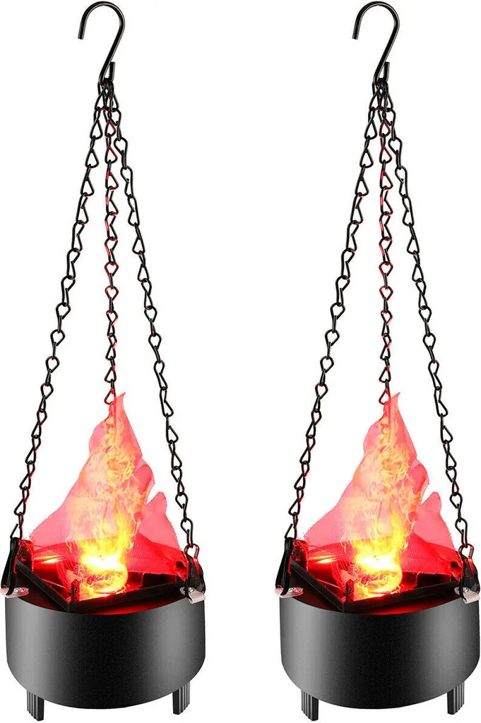 Lampe Flamme LED Virtuelle Haute Luminosité avec Brasier Suspendu Noir