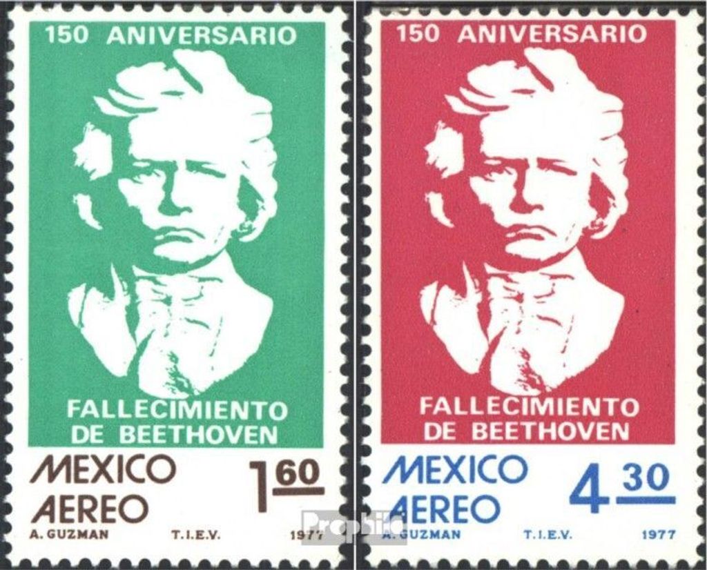Briefmarken Mexiko 1977 Mi 1560-1561 (kompl.Ausg.) postfrisch Ludwig von Beethoven
