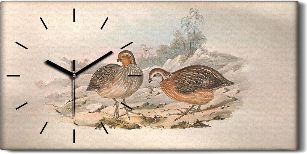 Dekor Leinwand Uhr Wandbilder Geräuschlos 60x30 Vögel Wild Tiere Zeichnung Kunst - schwarze Hände