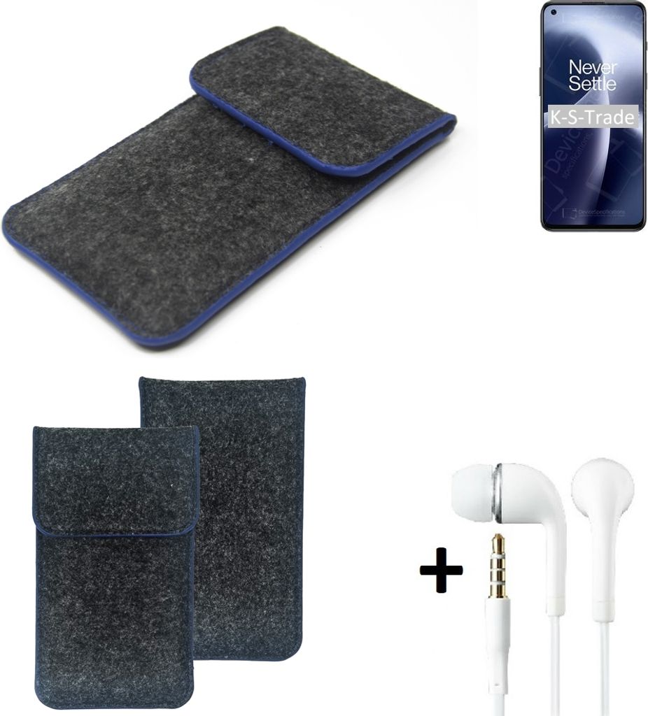 K-S-Trade Handy Schutz Hülle kompatibel mit OnePlus Nord 2T Schutzhülle Handyhülle Filztasche Pouch Tasche Case Sleeve Filzhülle dunkelgrau,