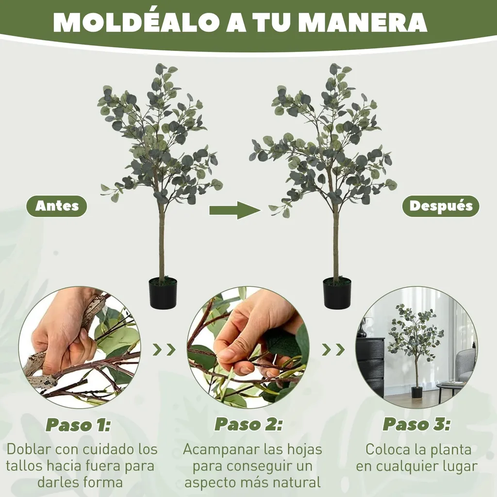 Arbre Artificiel Eucalyptus 150cm pour Balcon et Terrasse - Look Vert - 5