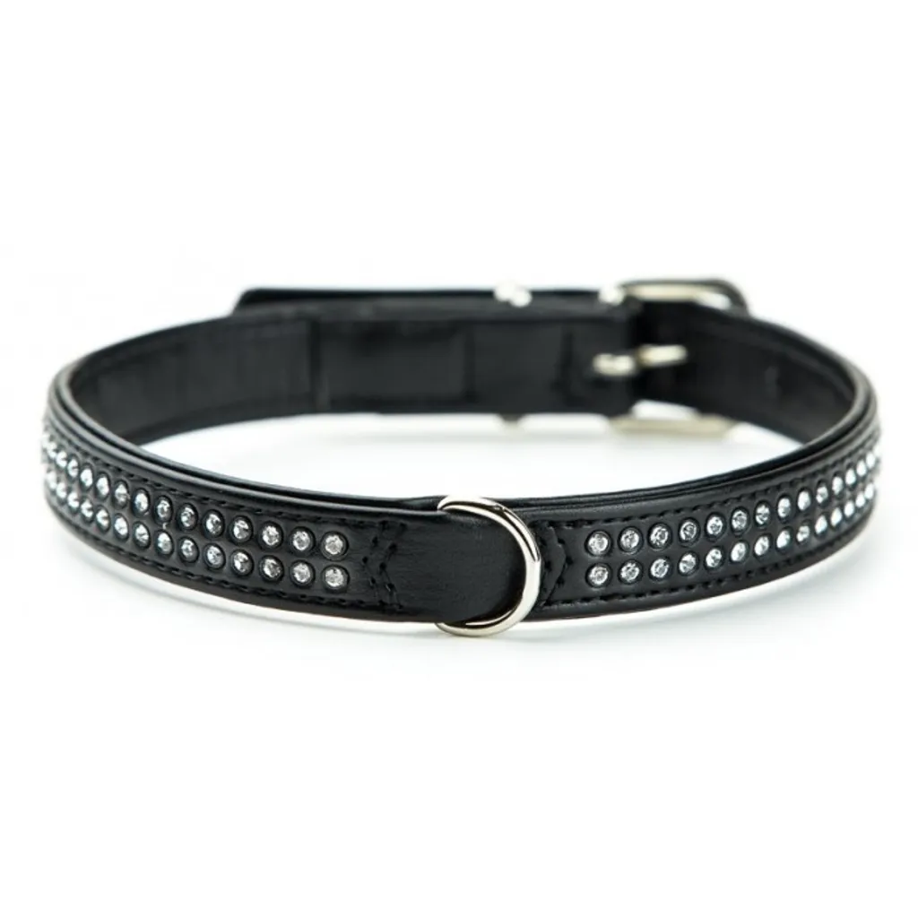 Collare Cani Nobby Crystal 42cm Nero: Doppia Fila di Cristalli Glamour