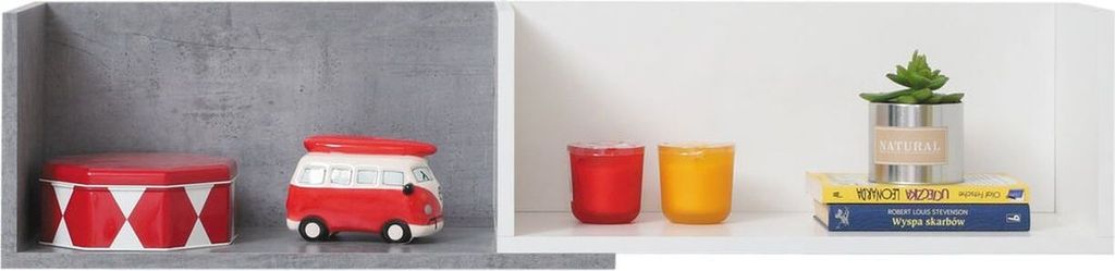 Hängeregal Lede 14, Farbe: Grau / Weiß - Abmessungen: 25 x 110 x 25 cm (H x B x T)