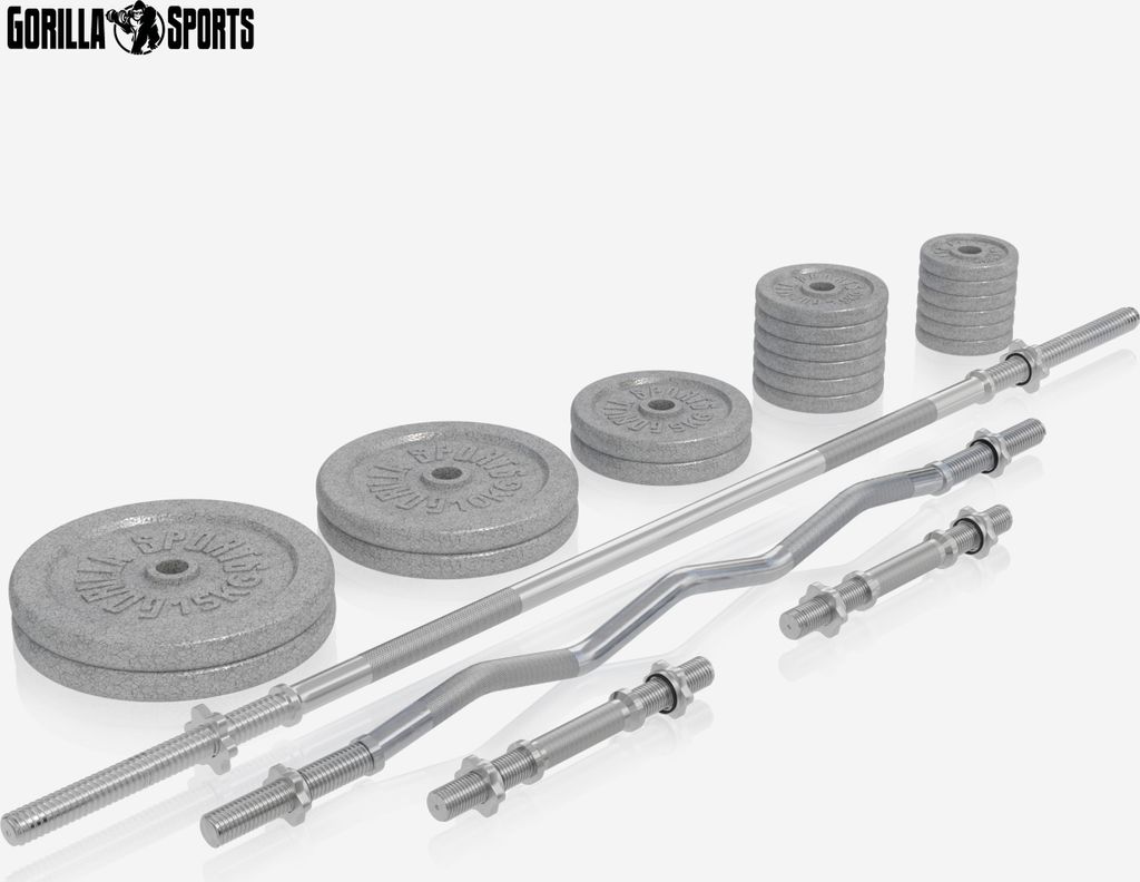 GORILLA SPORTS Kraftstation Mit 108kg Hantelset - Multifunktions-Hantelbank Für Home-Gym