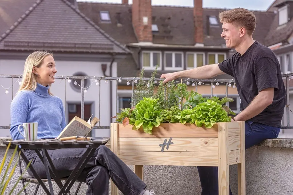 Jardinière Balcon Lit Surélevé en Bois pour Herbes Aromatiques et Fleurs