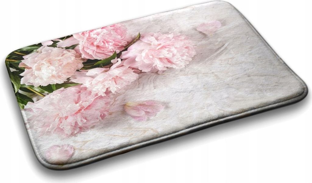 Ökologischer Badteppich mit schöner Grafik Blumen Nelken 90x60