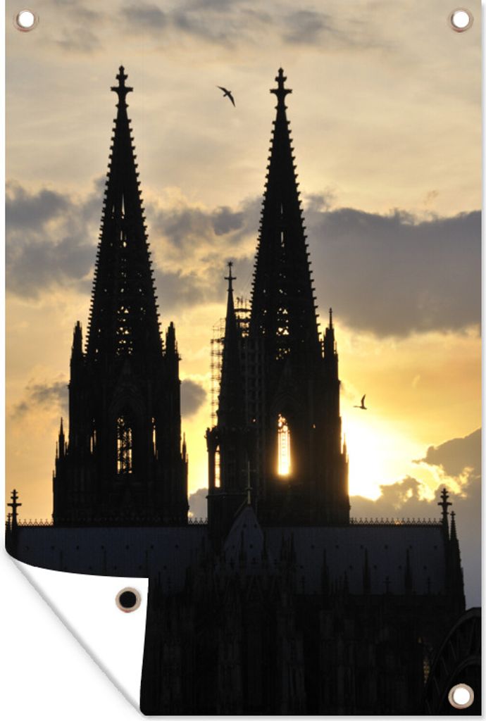 MuchoWow 40x60 cm Outdoor-Poster Gartendeko Sichtschutz Garten Poster für den Garten Kölner Dom bei Sonnenuntergang, Nordrhein-Westfalen, Deut...