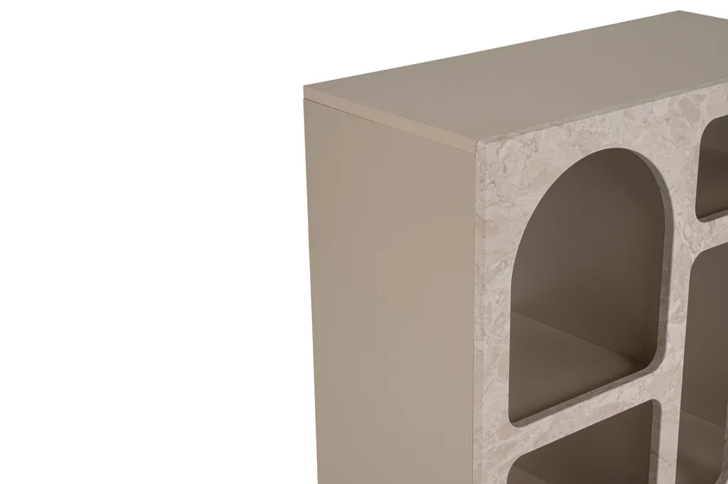 Meuble console pour petit salon Lessa effet travertin 80cm de large - 6