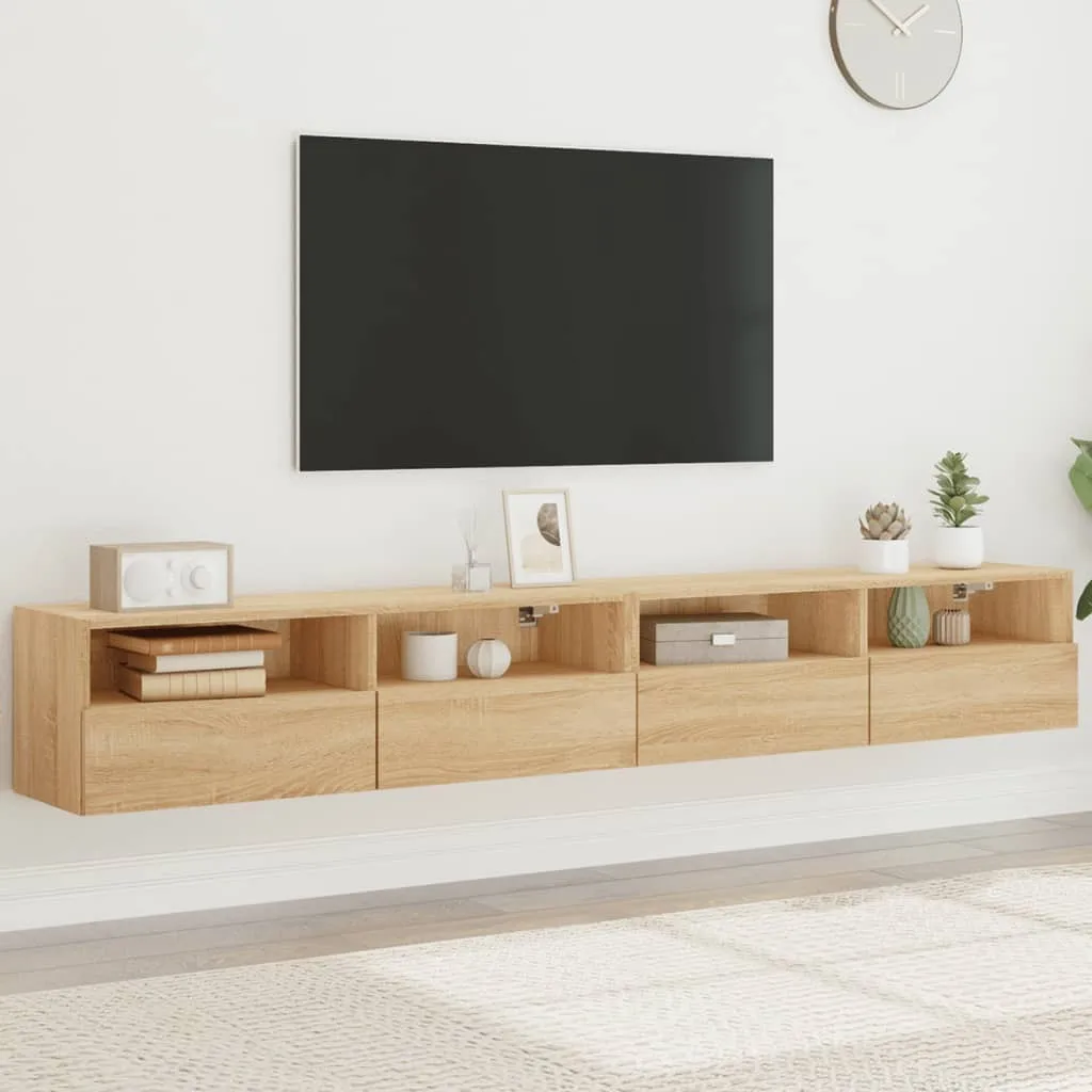 Mobili TV Parete Rovere Sonoma 2 Pezzi 100x30x30 cm | Legno Multistrato - 1