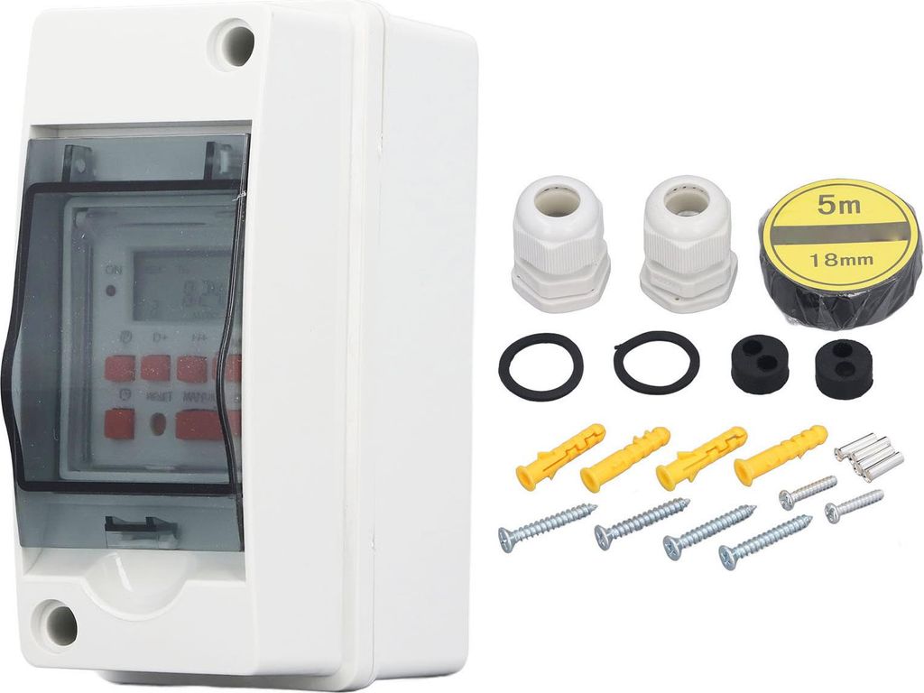 Zeitschaltuhr mit 7-Tage-Programmierung (28 Ein-/Ausschaltzyklen), programmierbarem LCD-Display, digitalem Zeitschalter in wasserdichtem Gehäuse, ...