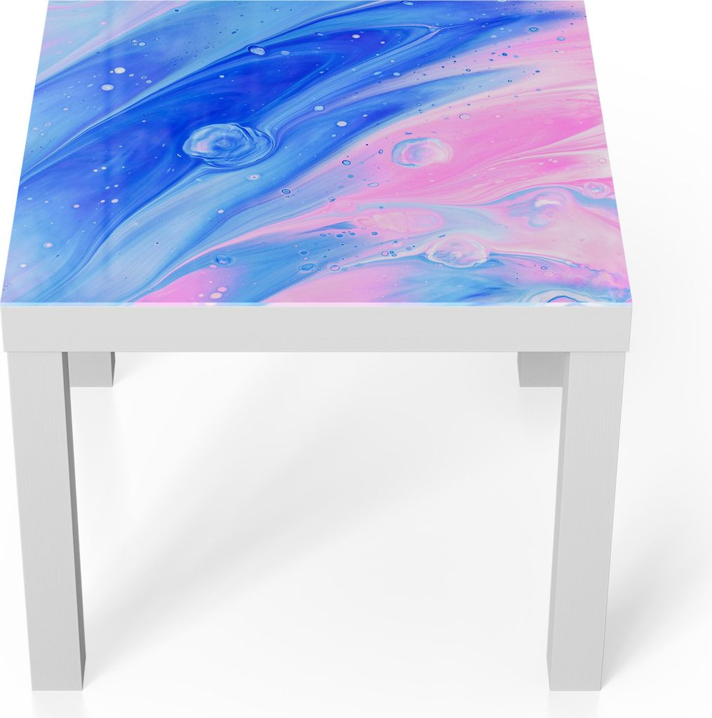 DEQORI Couchtisch 55x55 cm Weiß 'Kosmische Harmonie' Glas Beistelltisch Glastisch modern