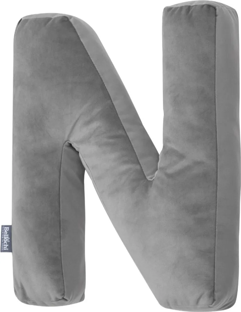 Cuscino Lettera N Grigia Bellochi 42 cm - Un Amico per la Nanna