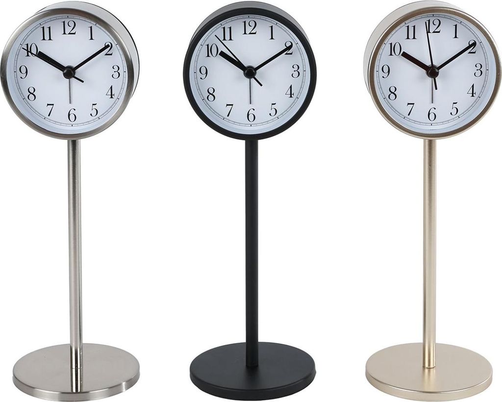 Dekorative Metall Tischuhr 8x8x23cm funktionales Design Uhr Produktbild 