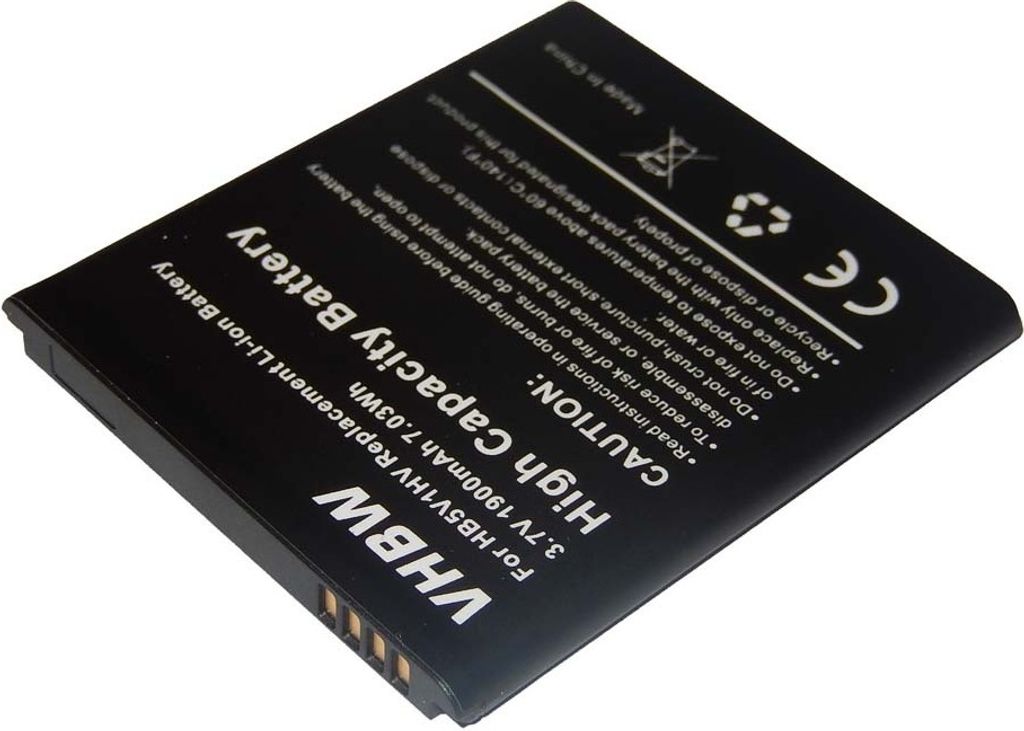 vhbw Akku Ersatz für Huawei HB5V1H, HB5V1, HB5V1HV für Handy Smartphone Telefon (1900 mAh, 3,7 V, Li-Ion)