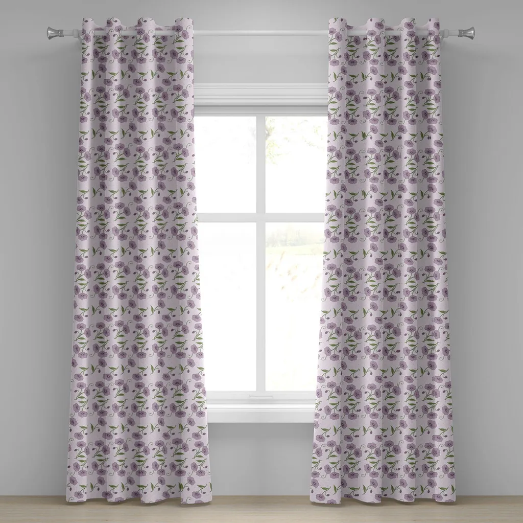 Tende Decorative ABAKUHAUS 2 Pannelli 280x245cm Fiori Retrò Malva