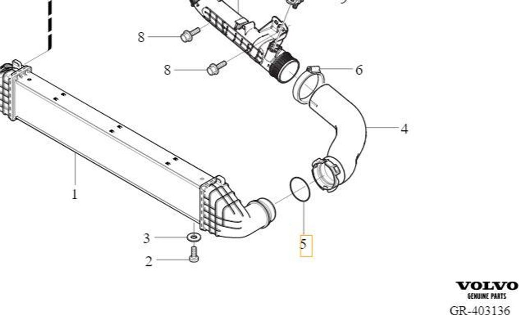 VOLVO V40 V40CC Ladeluftkühler O-Ring Dichtung 45mm 31422413