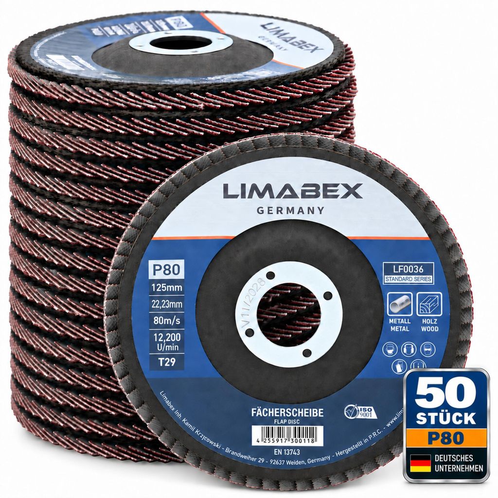 Fächerscheiben 125 mm Holz Metall P80 Lamellenscheiben 50 Produktbild 