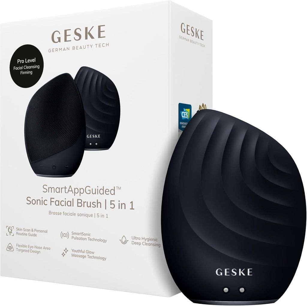 Elektrische Gesichtsreinigungsbürste 5 in 1 aus Silikon mit Smart App, Gesichtsmassage, Tiefenreinigung, Vibrationsfunktion, Hautpflege