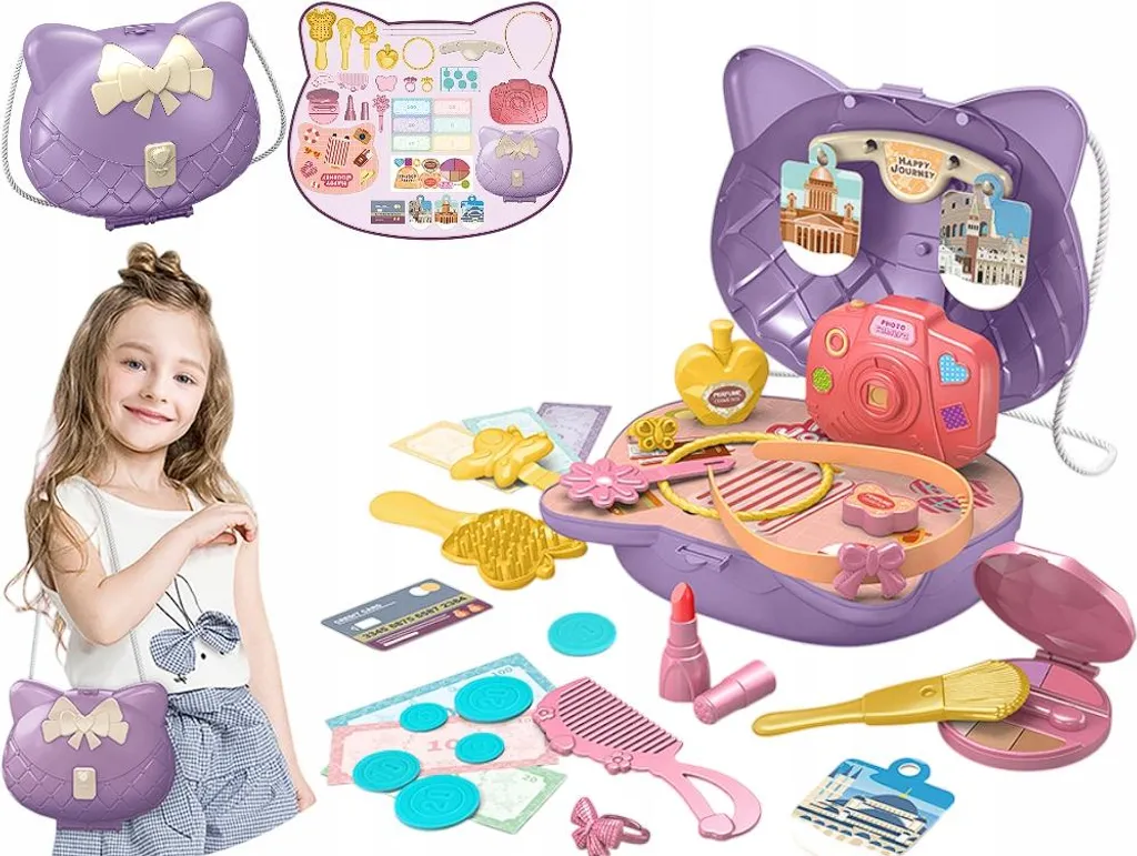 Mallette maquillage enfant lavable et propre avec valise chatons 31 pcs