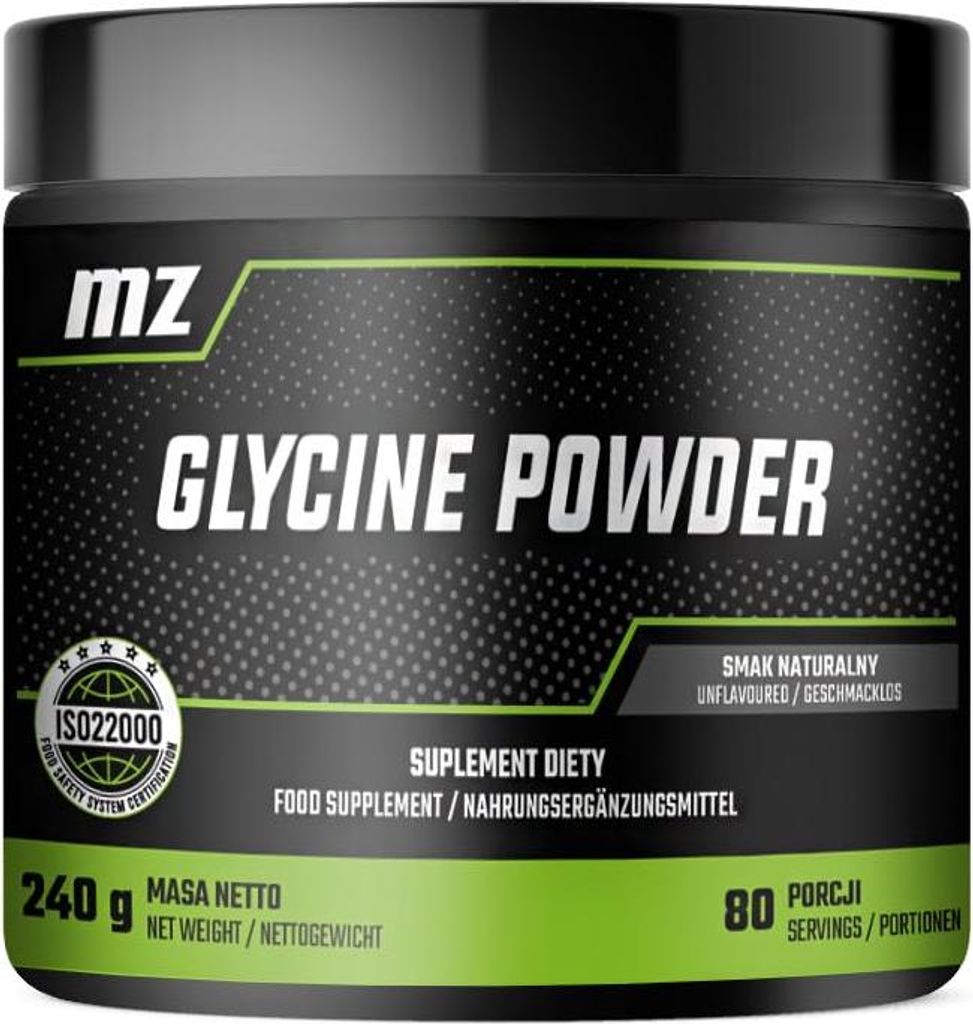 Glycin Pulver 240g - 3000 mg Glycin pro Portion mit Vitamin B6 - 80 Portionen pro Packung - Aminosäurepräparat für die Abendruhe - Vegan und ohn...