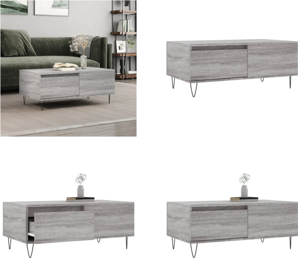 vidaXL Tavolino Grigio Sonoma 90x50x36,5 cm Materiale a base di legno - Tavolino da caffè - Tavolini - Tavolino - Tavolino da divano