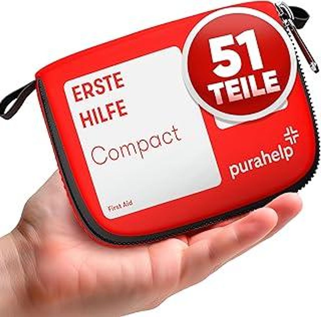 Mini Erste Hilfe Set - Kompakt & Leicht - 52 Teile für Reisen, Outdoor, Camping, Fahrrad - Reiseapotheke Erste Hilfe Set
