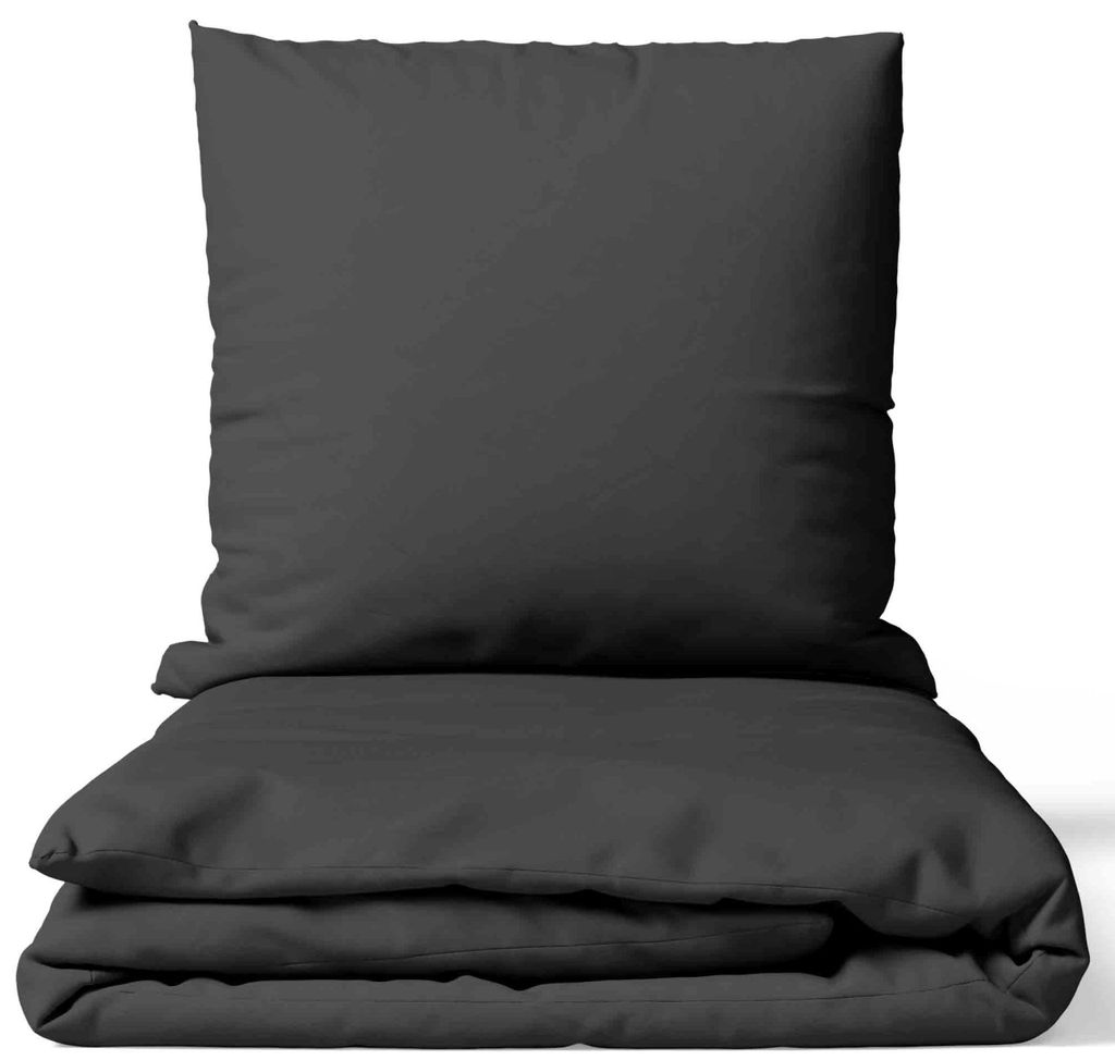 Mikrofaser Bettwäsche Set 135x200 cm Anthrazit Einfarbig Produktbild 