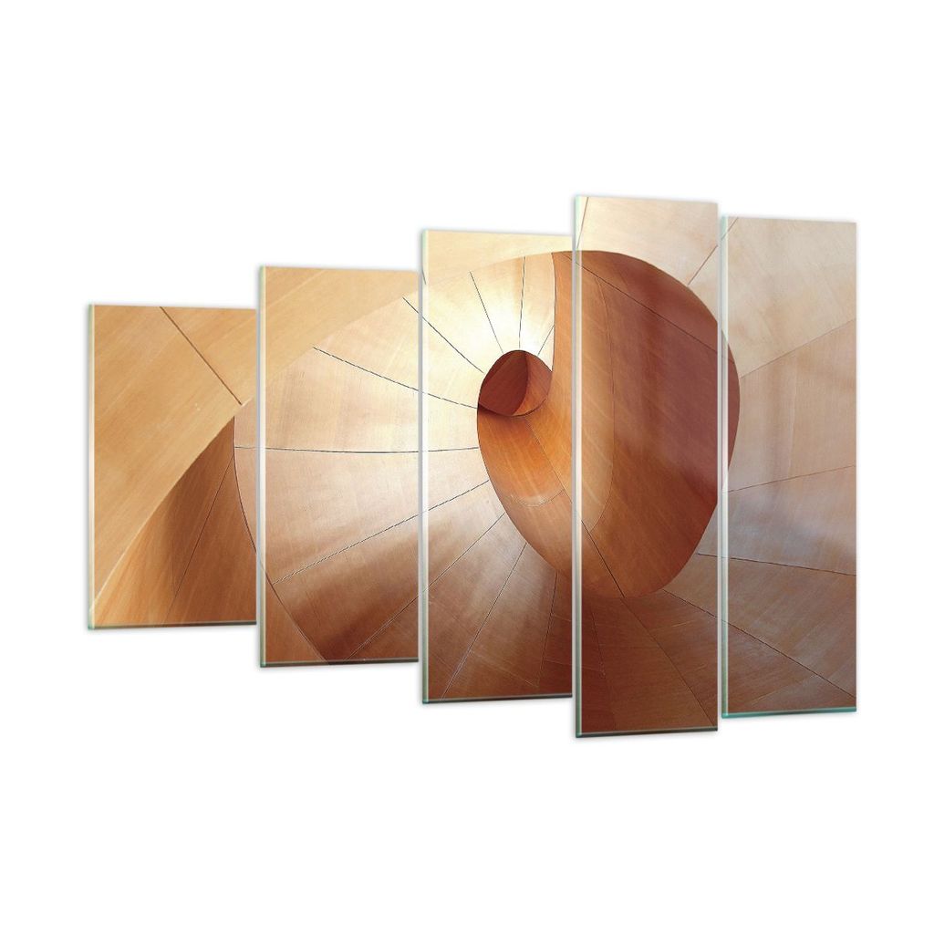 Bilder auf glas - 5 Teile - Dreidimensional Spirale Braun - 150x100cm - Glasbilder - Wandbilder - Bilder - Wanddekoration aus Glas - Glas Bilder - ...