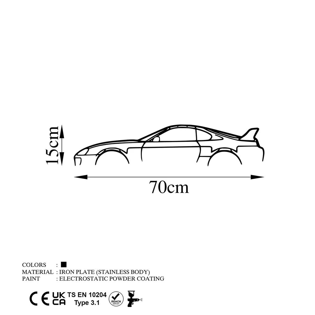 Accessoire Mural Toyota Supra pour Bureau et Salon - Déco Métal 70cm - 5