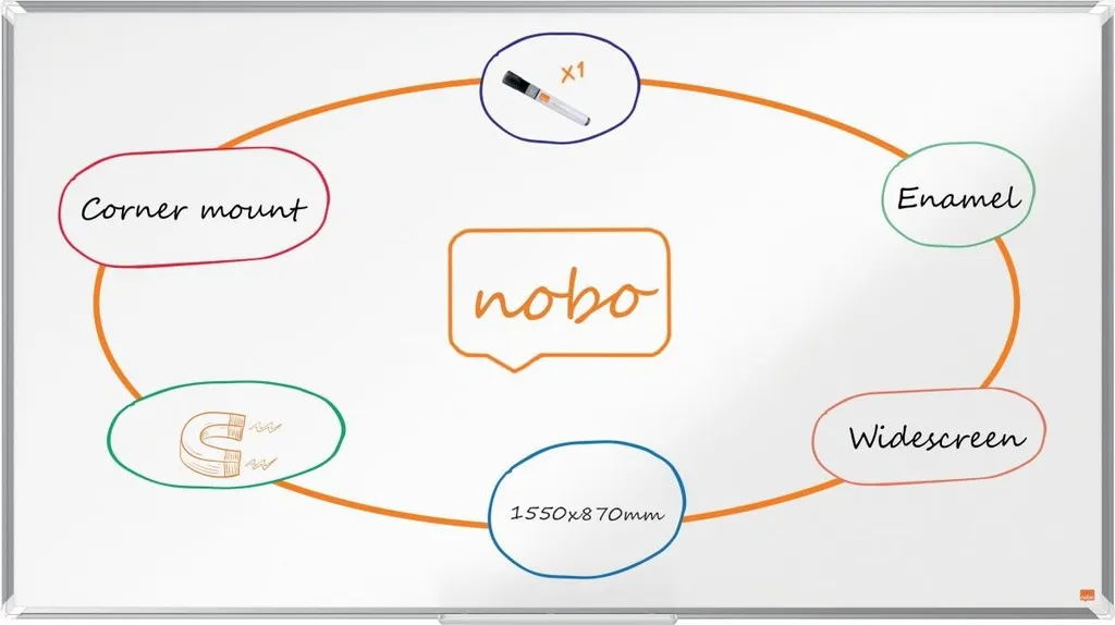 Tableau Magnétique Nobo Premium Plus 155x87 cm Émaillé Écran Large
