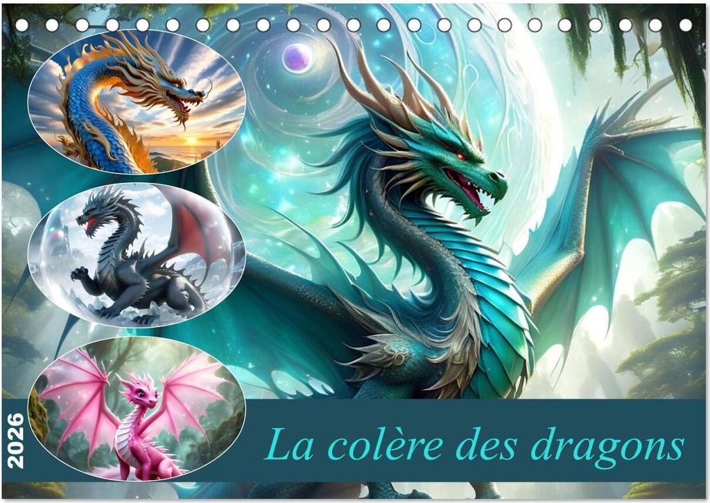 La colère des dragons (Calendrier de bureau 2026 DIN A5 vertical), CALVENDO calendrier mensuel