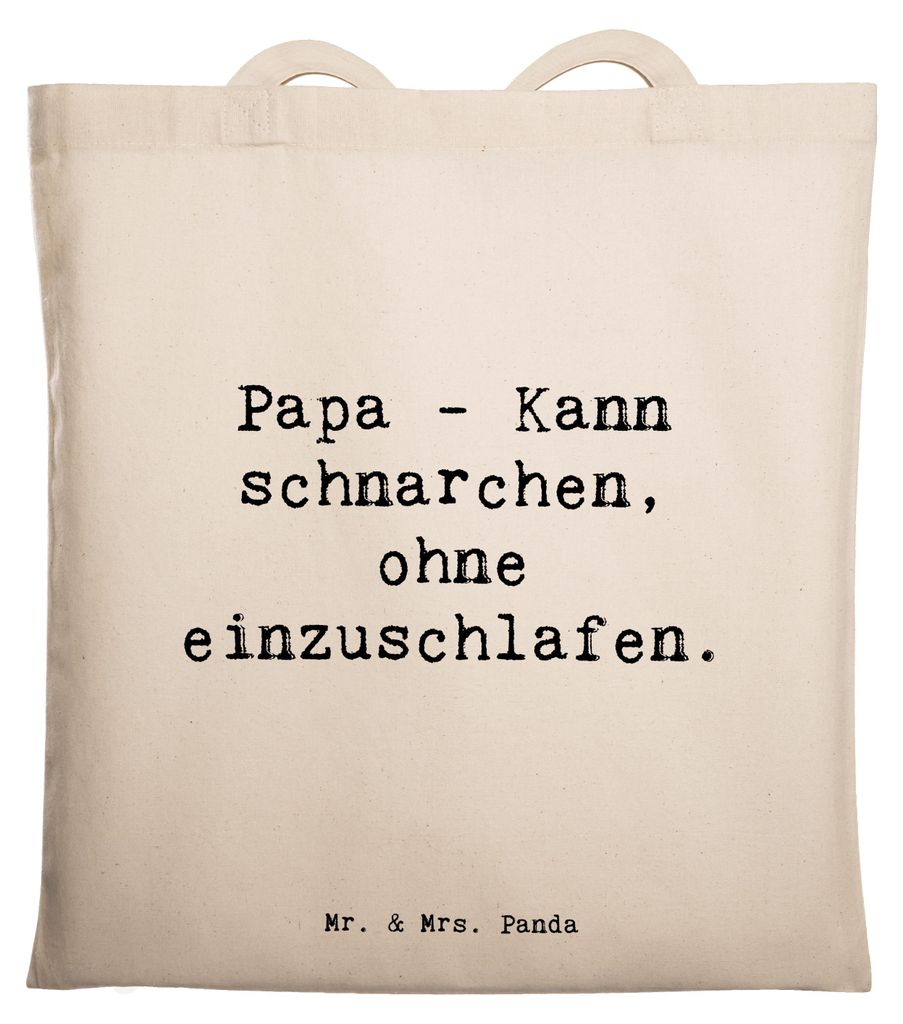 Mr. & Mrs. Panda Schultasche Spruch Papa Schnarchen - Transparent - Geschenk, Tote Bag, Daddy, Einschlafen, Stoffbeutel, Dad, Verwandte, Handarbeit...