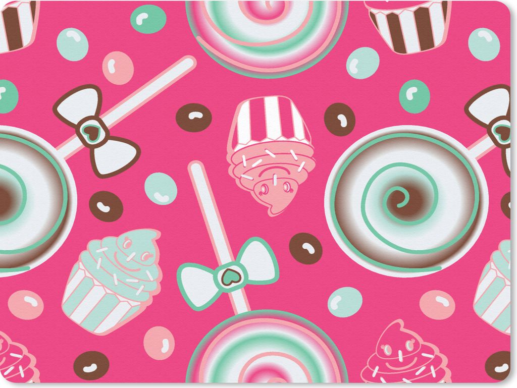 MuchoWow Mauspad Mousepad Design - Bonbon - Rosa 40x30 cm - Mousepads - Maus Mat - Pad - Mausunterlage - Anti Rutsch