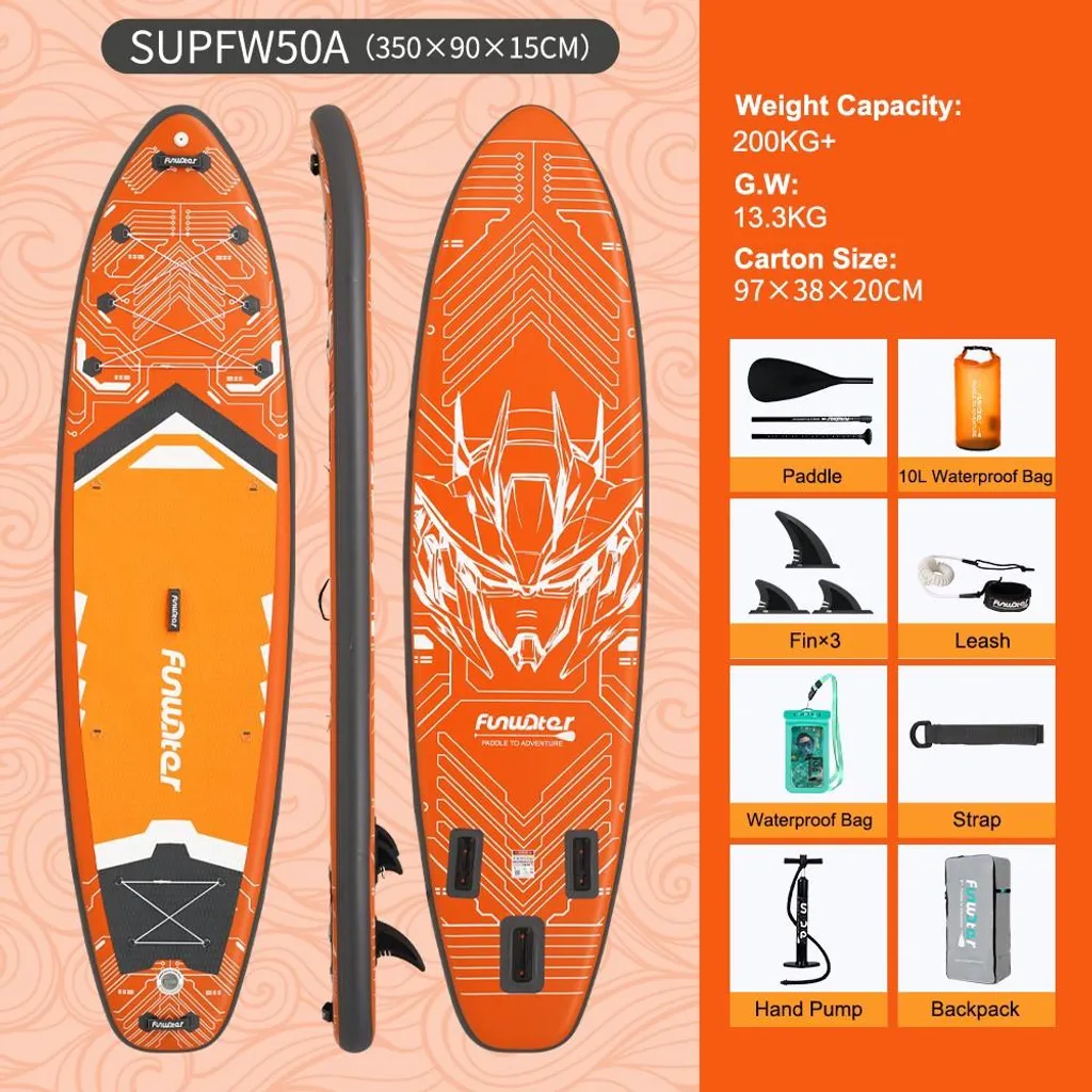 Planche paddle avec pad antidérapant EVA et trois ailerons