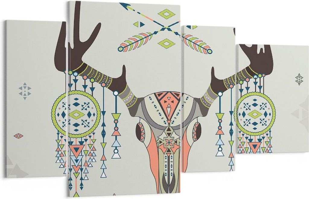 Bild auf Leinwand - Leinwandbild - Hirsch Mandala Spiritualität wild - 120x70cm - Wand Bild - Wanddeko - Leinwanddruck - Bilder - Kunstdruck - Lei...