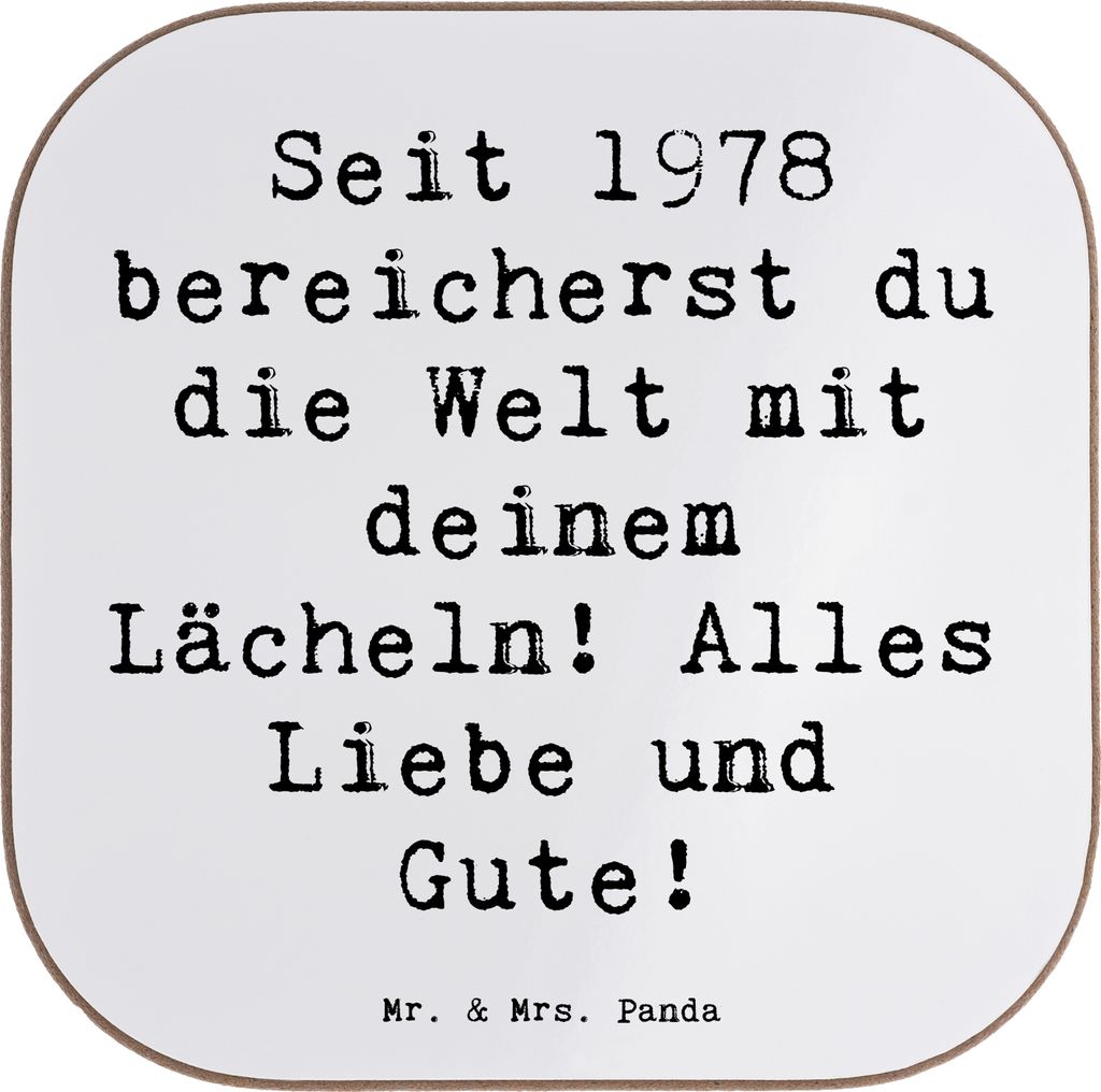 Mr. & Mrs. Panda Tassenuntersetzer Spruch 1978 Geburtstag - Weiß - Geschenk, Untersetzer Glas, Happy Birthday, für Gläser, geboren, Design, Alte...