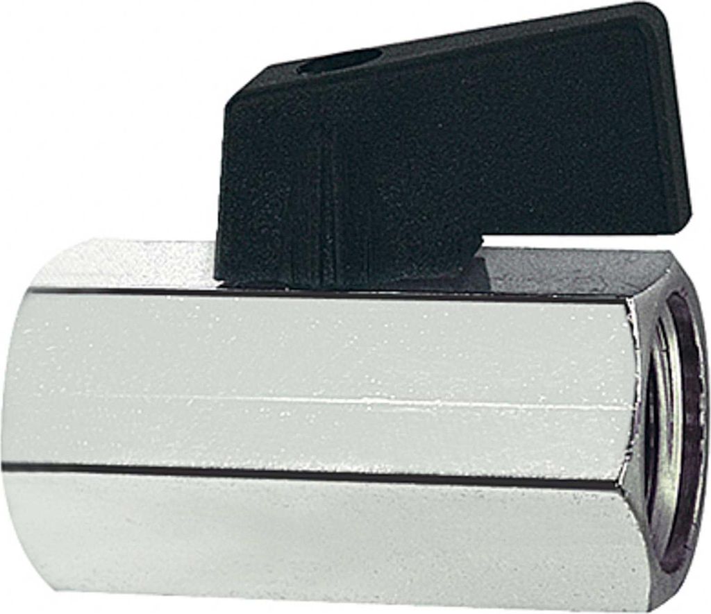 Riegler Mini-Kugelhahn, glatte Oberfläche, MS vern., G 1/4 IG, DN 8