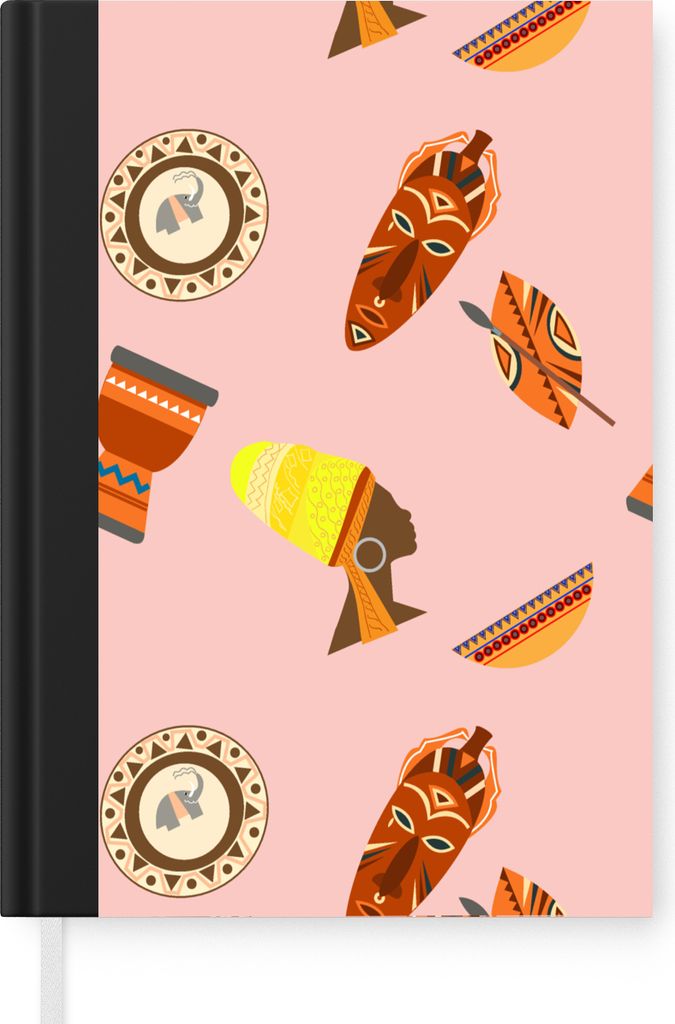 MuchoWow Notizbuch Tagebuch Haushaltsbuch Notebook A5 Afrika - Djembé - Schnittmuster - Afrikanische Masken - Notizblock - Notizheft - Notebook ...