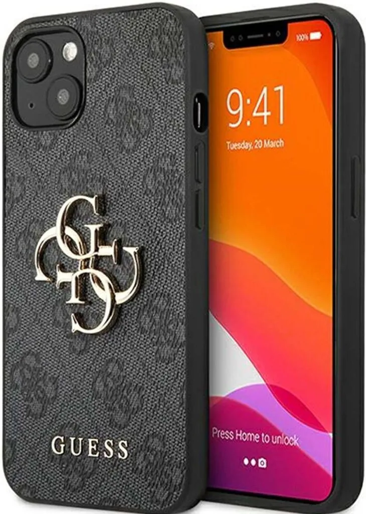 Custodia Protettiva Guess per iPhone 13 Mini Grigia Metal Logo 4G