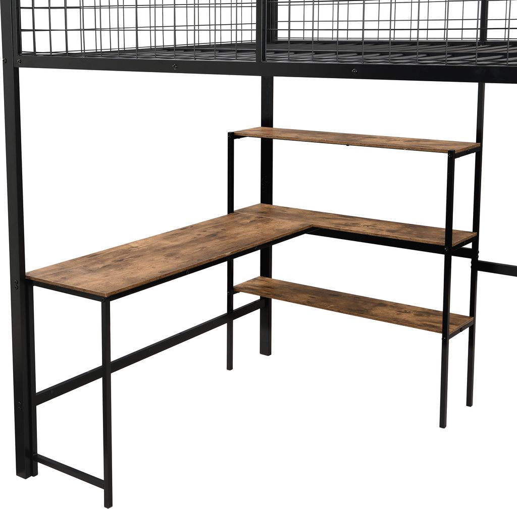 Łóżko piętrowe Flieks 140x200cm z biurkiem i regałem, łóżko Zdjęcie produktu 7