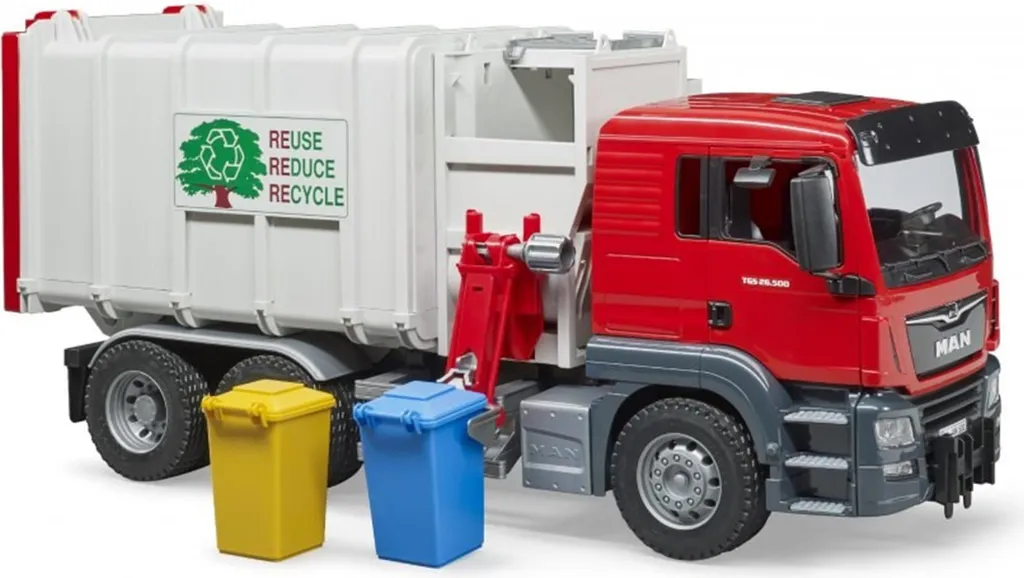 Camion à ordures ménagères MAN TGS Bruder Profi avec bras latéral