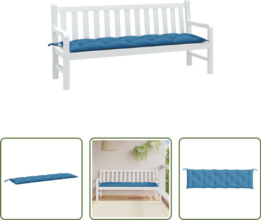 The Living Store Gartenbank-Auflage Melange Blau 180x50x7 cm Stoff