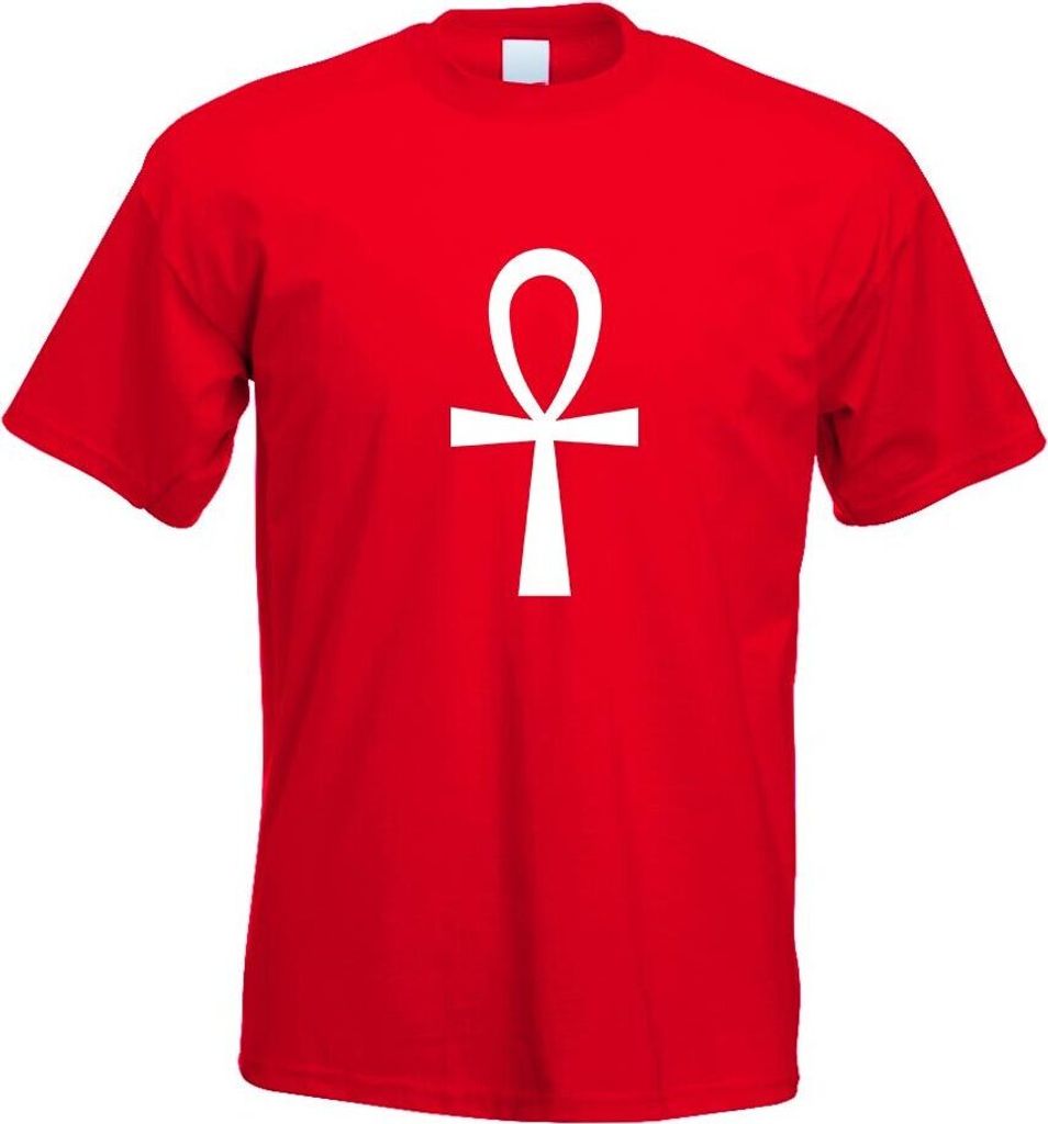 Kiwistar - T-Shirt - rot - Ankh Kreuz Motiv Bedruckt Funshirt Design Print - mit Motiv Bedruckt - Funshirt Design - Sport - Freizeit - Herren - XXL