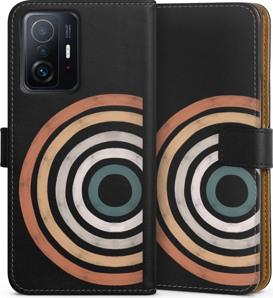 DeinDesign Klapphülle für Xiaomi 11T 5G Handytasche Lederhülle Tasche Kreise Regenbogen Wasserfarbe