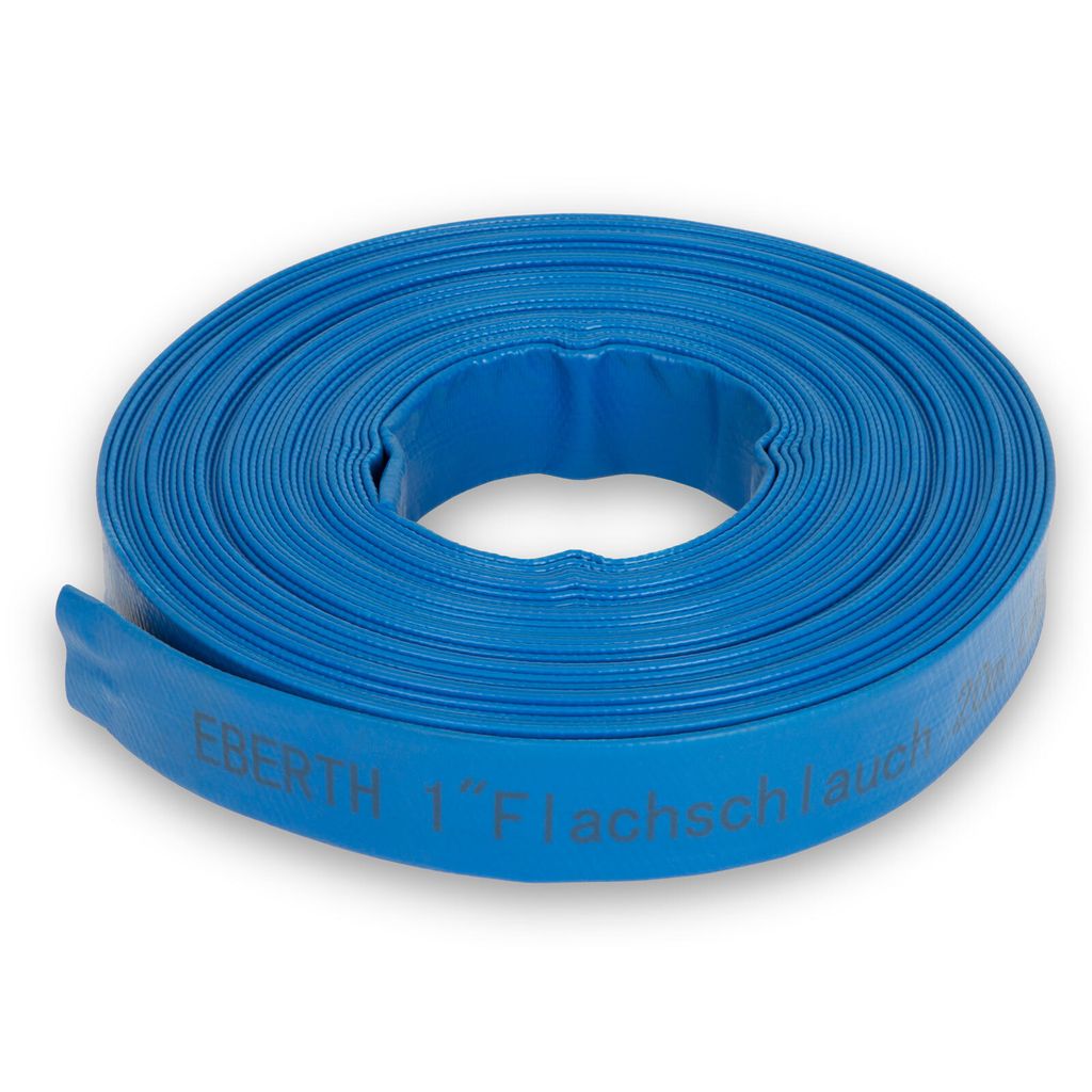 EBERTH 1" Flachschlauch Gartenschlauch für Pumpen in 20m Länge, 1 Zoll, 25mm Durchmesser, flexibel, widerstandsfähiges PVC, Industrieschlauch