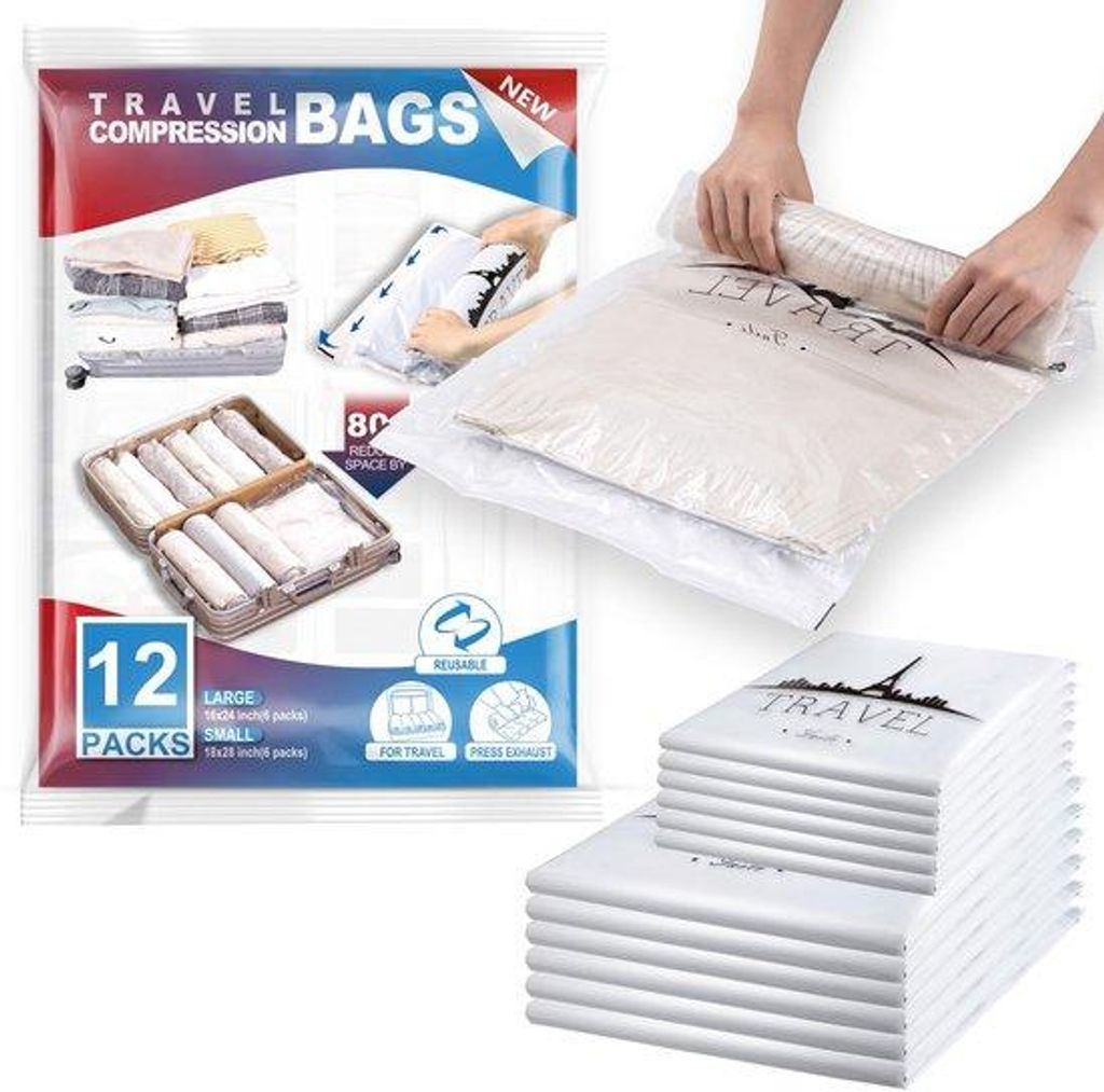 Elektrische Lüftung für Kleidung, 8 Stück, 2 kleine/2 mittelgroße/2 große/2 Jumbo, wiederverwendbare Staubbeutel für Decken, Matratzen, Kisse...