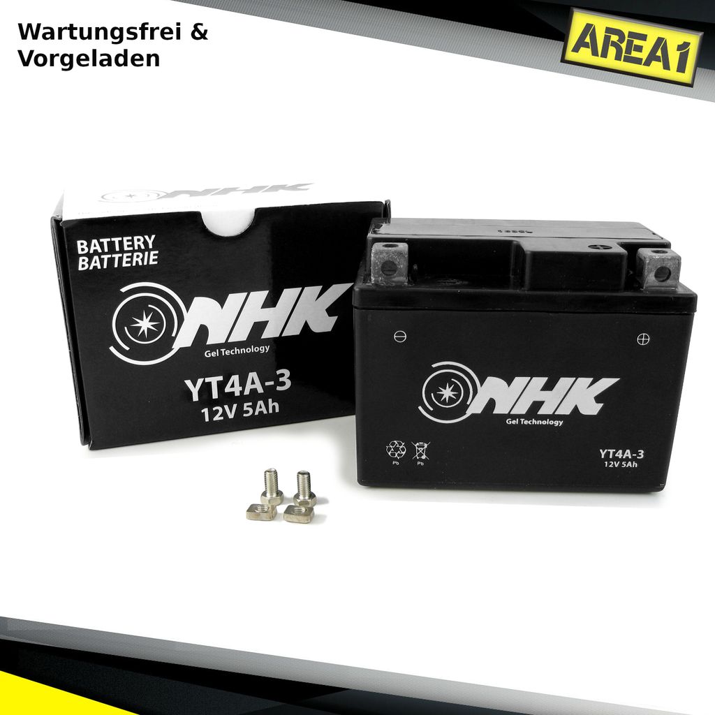 Roller Motorrad Gel Batterie Wartungsfrei 12V / 5 Ah YTX4L-BS YT4A-3 YB4L-B