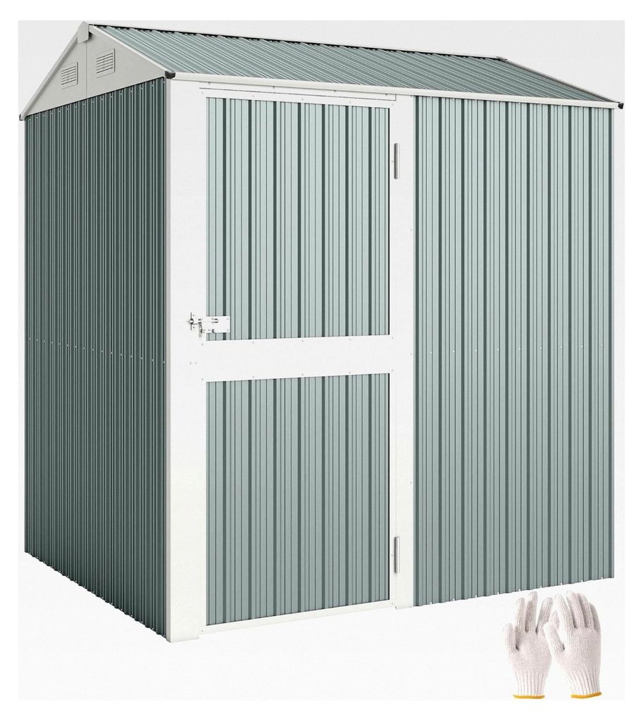 Metall Gerätehaus 3,5 m², Hoher abschließbarer Geräteschuppen mit Satteldach und Lüftungen, 209 x 177 x 236 cm, Gartenschuppen für den Hinter...